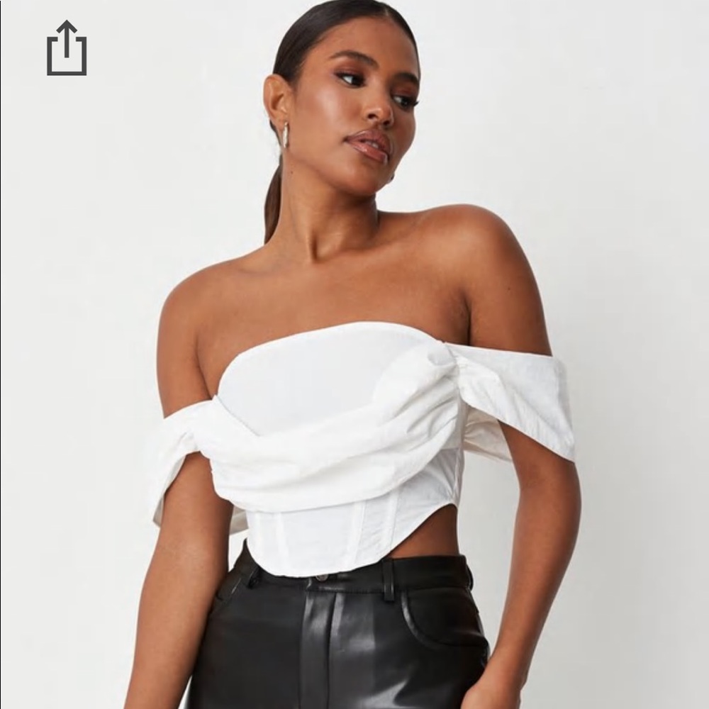 NWT Missguided - sleeveless extreme ruched bardot corset top.